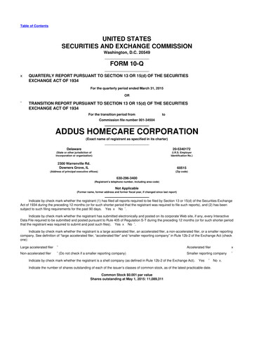 Vorschaubild 
Addus HomeCare 10-Q Quartalsbericht 2015 