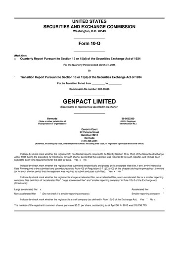 Vorschaubild Genpact 10-Q Quartalsbericht 2015 