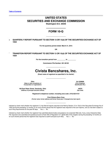 Vorschaubild Civista Bancshares
 10-Q Quartalsbericht 2015 