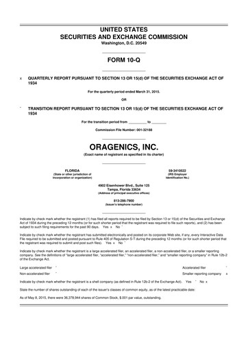 Thumbnail Oragenics 10-Q Quarterly Report FY2015 
