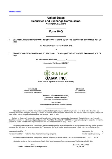 Thumbnail Gaia 10-Q Quarterly Report FY2015 