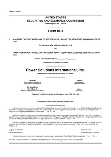 Thumbnail Power Solutions International 10-Q Quarterly Report FY2015 Q1