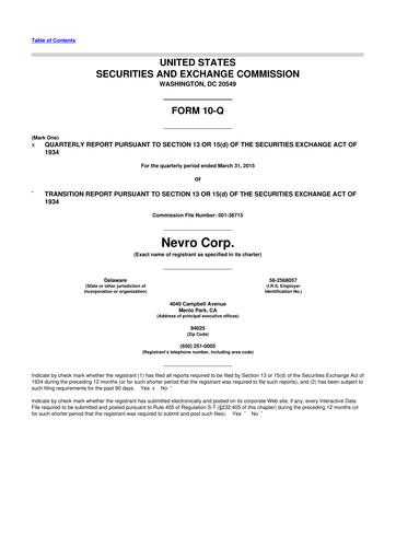 Thumbnail Nevro
 10-Q Quarterly Report FY2015 