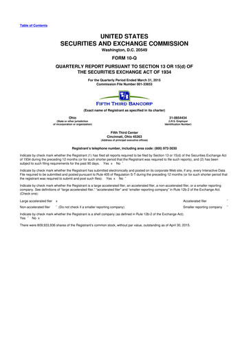 Thumbnail Fifth Third Bank
 10-Q Quarterly Report FY2015 