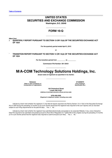 Miniature MACOM Technology Solutions 10-Q Rapport trimestriel 2015 