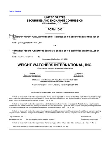 Thumbnail Weight Watchers 10-Q Quarterly Report FY2015 
