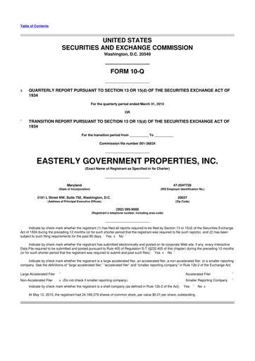 Thumbnail Easterly Government Properties 10-Q Quarterly Report FY2015 