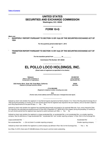 Thumbnail El Pollo Loco
 10-Q Quarterly Report FY2015 