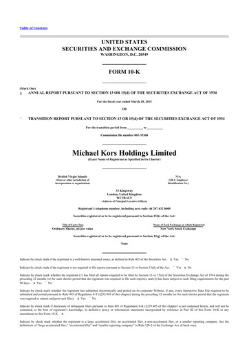 Thumbnail Capri Holdings 10-K Annual Report 2015