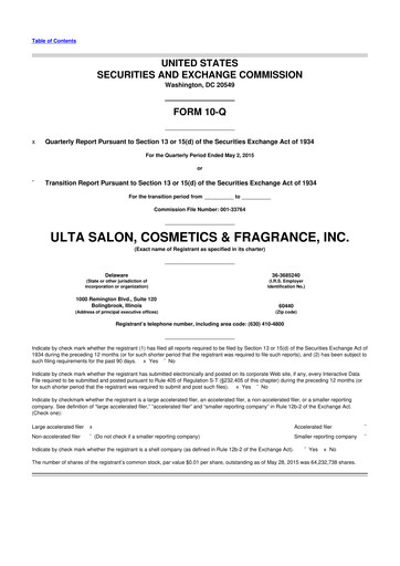 Thumbnail ULTA Beauty
 10-Q Quarterly Report FY2015 