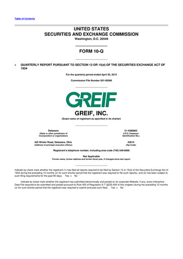 Thumbnail Greif 10-Q Quarterly Report FY2015 
