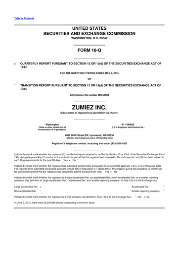 Thumbnail Zumiez 10-Q Quarterly Report FY2015 