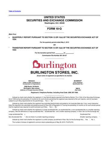 Thumbnail Burlington Stores 10-Q Quarterly Report FY2015 