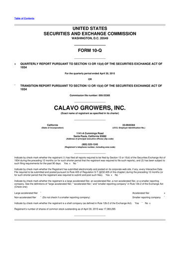 Thumbnail Calavo Growers
 10-Q Quarterly Report FY2015 