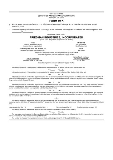 Thumbnail Friedman Industries 10-K Annual Report 2015