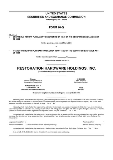 Thumbnail Restoration Hardware
 10-Q Quarterly Report FY2015 