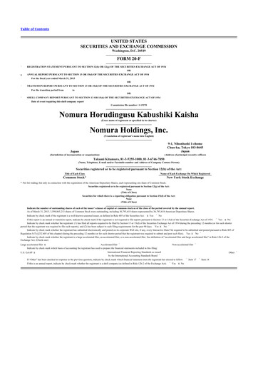 Vorschaubild Nomura Holdings 20-F Jahresbericht 2015