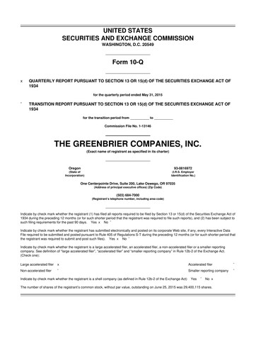 Thumbnail The Greenbrier Companies
 10-Q Quarterly Report FY2015 