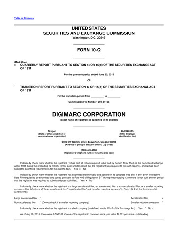 Vorschaubild Digimarc
 10-Q Quartalsbericht 2015 