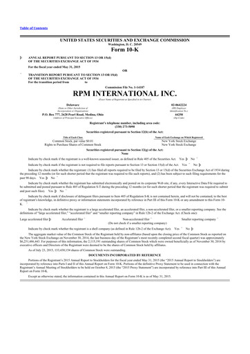 Thumbnail RPM International
 10-K Annual Report 2015