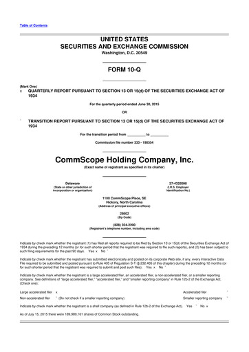 Miniature CommScope
 10-Q Rapport trimestriel 2015 