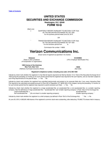 Thumbnail Verizon 10-Q Quarterly Report FY2015 