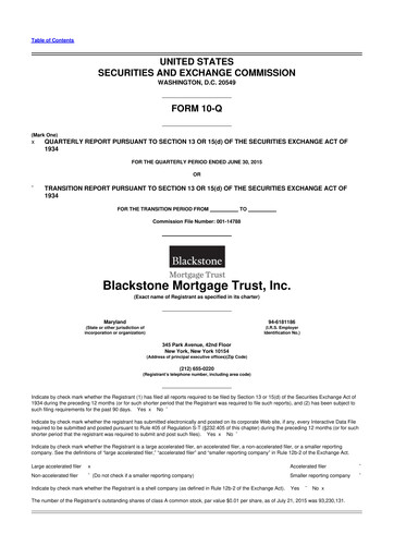 Thumbnail Blackstone Mortgage Trust
 10-Q Quarterly Report FY2015 
