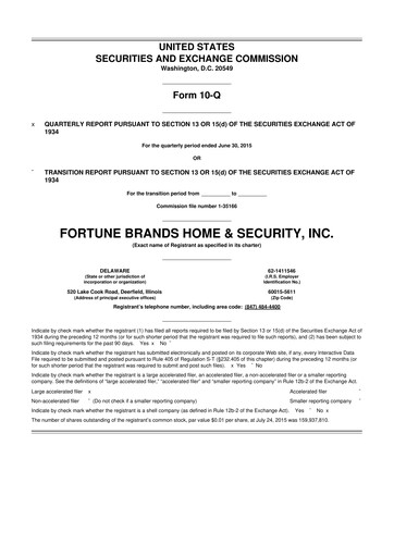 Thumbnail Fortune Brands Innovations 10-Q Quarterly Report FY2015 