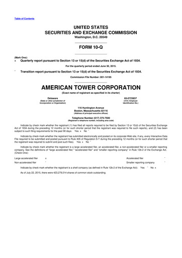 Thumbnail American Tower 10-Q Quarterly Report FY2015 