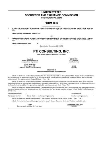 Thumbnail FTI Consulting 10-Q Quarterly Report FY2015 