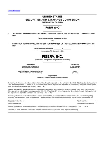 Vorschaubild Fiserv 10-Q Quartalsbericht 2015 