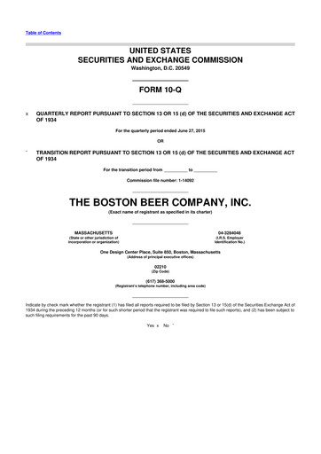 Thumbnail Boston Beer Company 10-Q Quarterly Report FY2015 