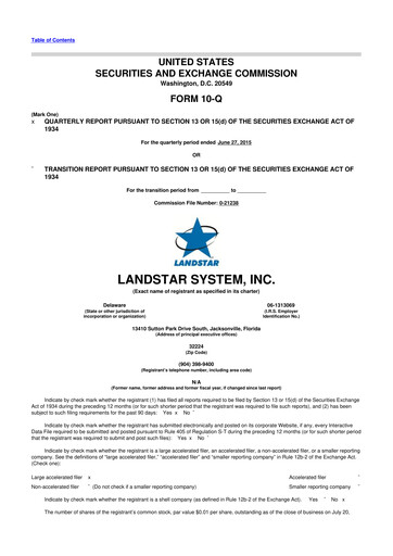 Thumbnail Landstar System
 10-Q Quarterly Report FY2015 