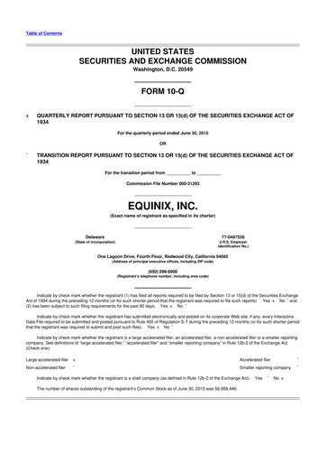 Thumbnail Equinix 10-Q Quarterly Report FY2015 