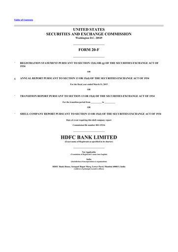 Thumbnail HDFC Bank 20-F Annual Report 2015