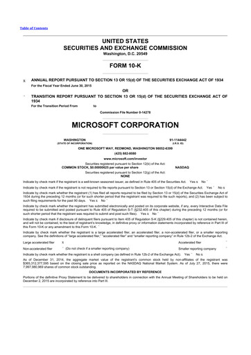 Thumbnail Microsoft 10-K Annual Report 2015