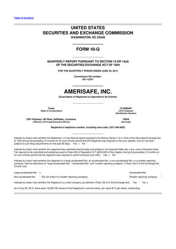 Thumbnail AMERISAFE 10-Q Quarterly Report FY2015 