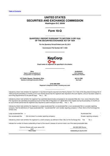 Miniature KeyCorp (KeyBank) 10-Q Rapport trimestriel 2015 