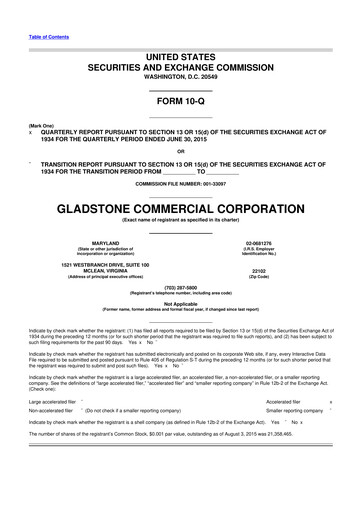 Thumbnail Gladstone Commercial 10-Q Quarterly Report FY2015 