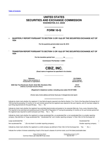 Thumbnail CBIZ 10-Q Quarterly Report FY2015 