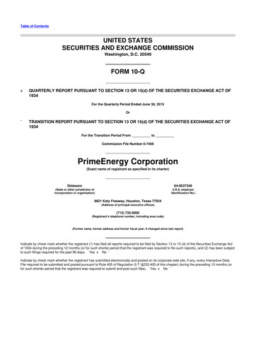 Thumbnail PrimeEnergy Resources 10-Q Quarterly Report FY2015 
