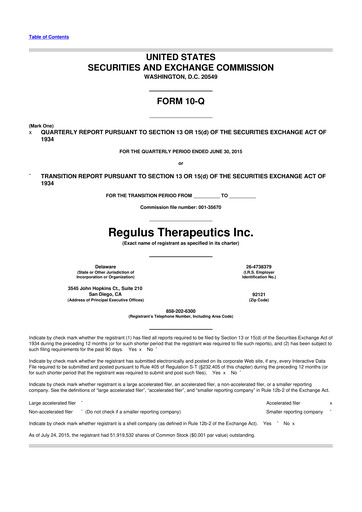 Thumbnail Regulus Therapeutics 10-Q Quarterly Report FY2015 