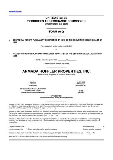 Thumbnail Armada Hoffler Properties
 10-Q Quarterly Report FY2015 