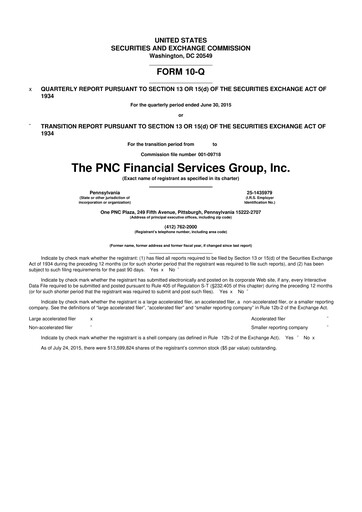 Thumbnail PNC Financial Services 10-Q Quarterly Report FY2015 