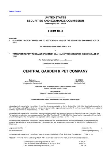 Miniature Central Garden & Pet 10-Q Rapport trimestriel 2015 