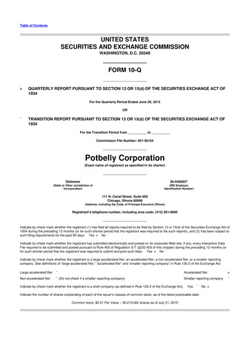 Thumbnail Potbelly Corporation 10-Q Quarterly Report FY2015 