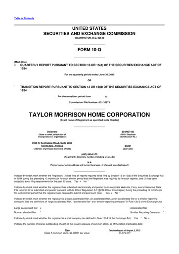 Thumbnail Taylor Morrison
 10-Q Quarterly Report FY2015 