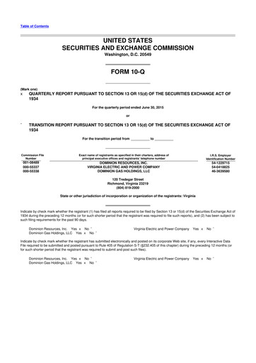 Thumbnail Dominion Energy 10-Q Quarterly Report FY 