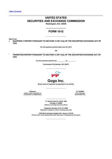 Vorschaubild Gogo Inflight Internet
 10-Q Quartalsbericht 2015 
