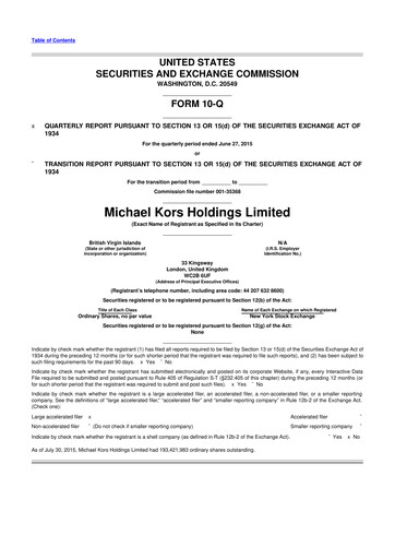 Thumbnail Capri Holdings 10-Q Quarterly Report FY2016 